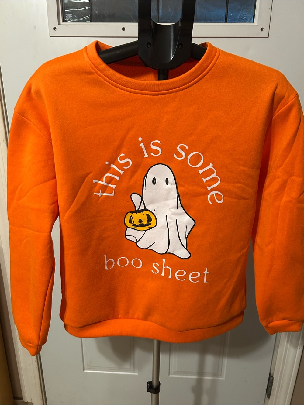 Orange Halloween Ghost Sweatshirt - SHEIN size S